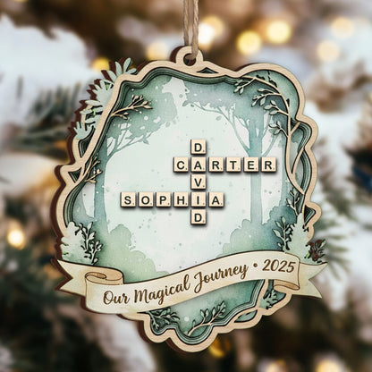 Our Magical Journey Scrabble 2025 Christmas Ornament- Personalized Wood Ornament