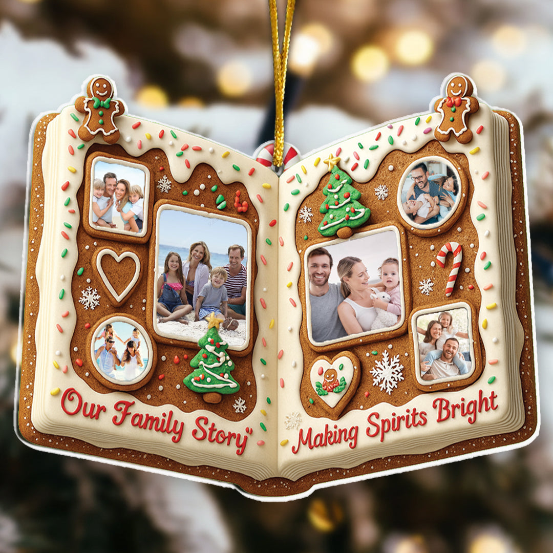 Our Family Story Making Spirits Bright With Family Photos - Personalized Acrylic Ornament