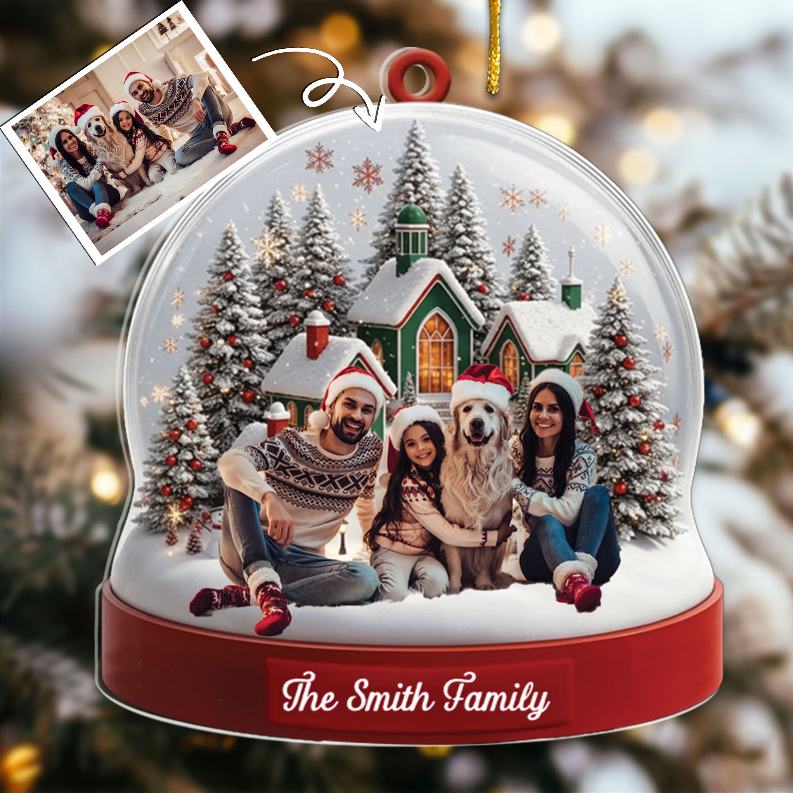 Custom Photo Acrylic Ornament - Personalized Christmas Birthday Gifts For Mom, Dad, Kids - Together Is The Best Place To Be