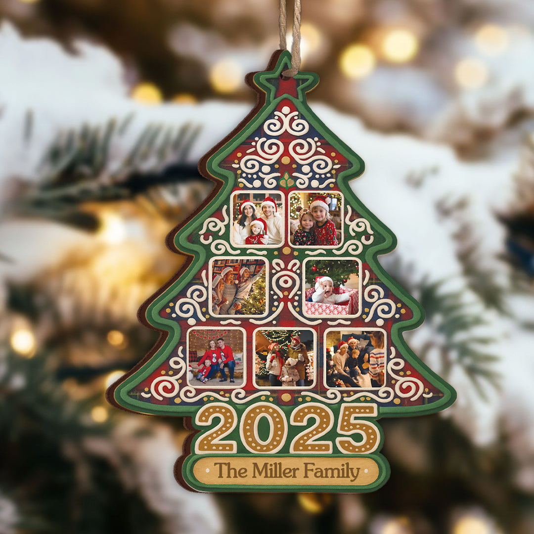 Custom Family Christmas Ornament 2025 – Personalized Photo Tree Hanging Keepsake Gift