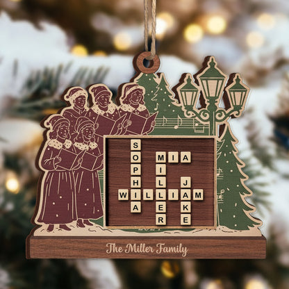 Custom Scable Wood Crossword Ornament – Personalized Family Name Christmas Decoration