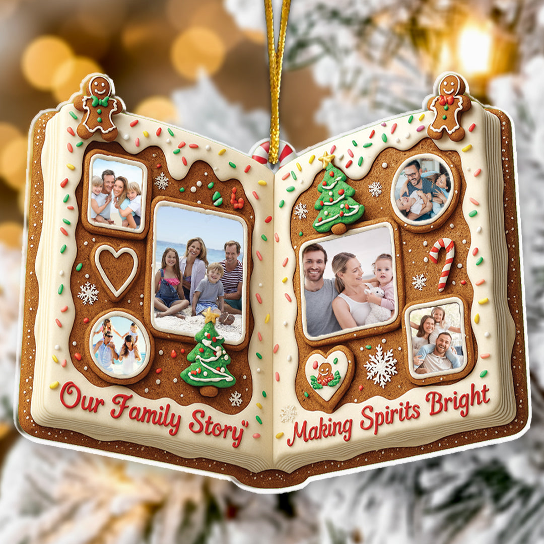 Our Family Story Making Spirits Bright With Family Photos - Personalized Acrylic Ornament