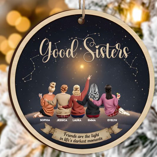 Friends Are The Light In Life - Thank You Gifts For Friends, Sisters - Personalized Wood Ornament - Christmas Gift For Friend