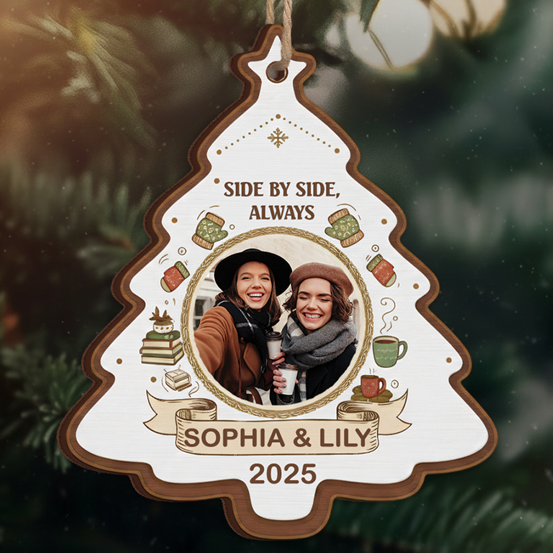 Side by Side, Always - Personalized Three Friends Christmas Tree Ornament