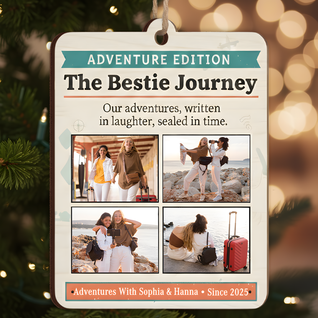 The Bestie Journey Newspaper Photo Ornament - Custom Names & Since Year Keepsake