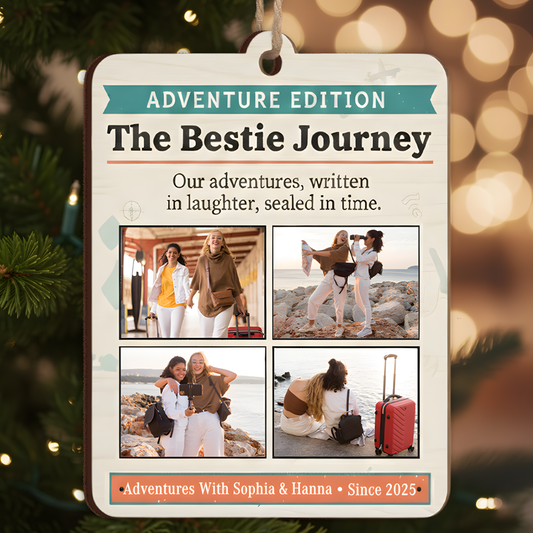 The Bestie Journey Newspaper Photo Ornament - Custom Names & Since Year Keepsake
