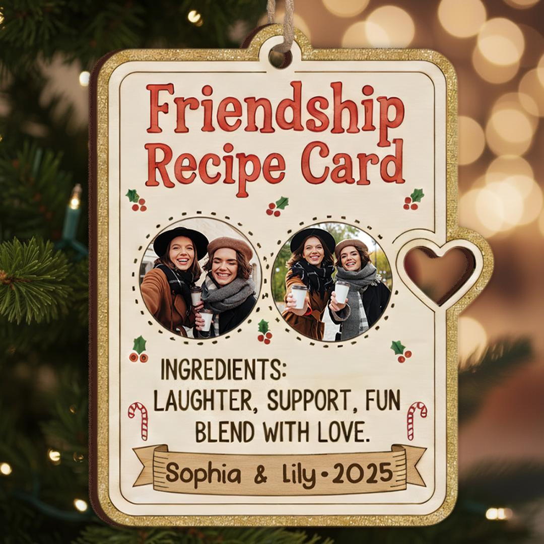 Friendship Recipe Ornament 2025 - Custom Names & Pictures Keepsake