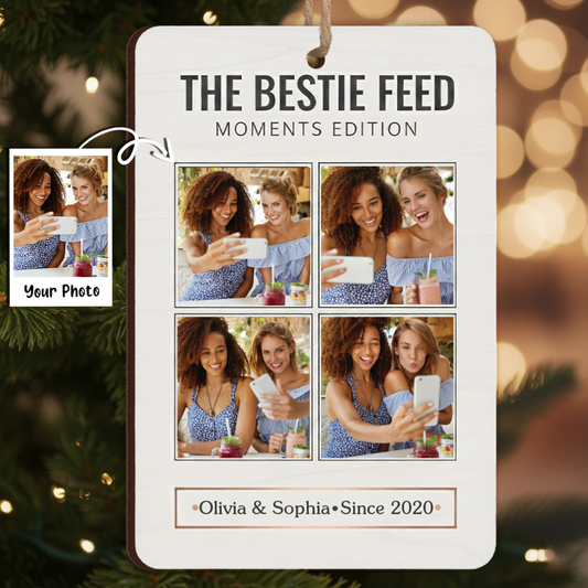 The Bestie Feed Photo Ornament - Custom Names & Year Gift