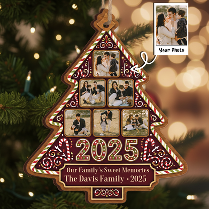Our Family's Sweet Memories Personalized Photo Ornament - Custom Name & Year Keepsake