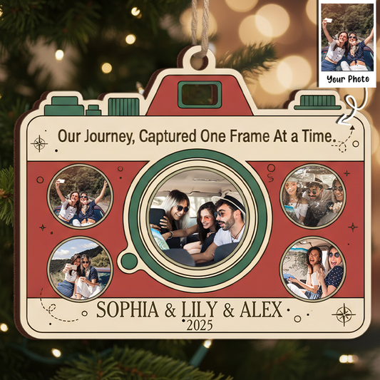 Our Journey, Captured One Frame At  A Time Custom Ornament - Vintage Camera Gift