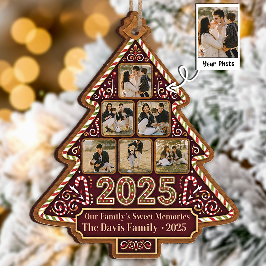 Our Family's Sweet Memories Personalized Photo Ornament - Custom Name & Year Keepsake