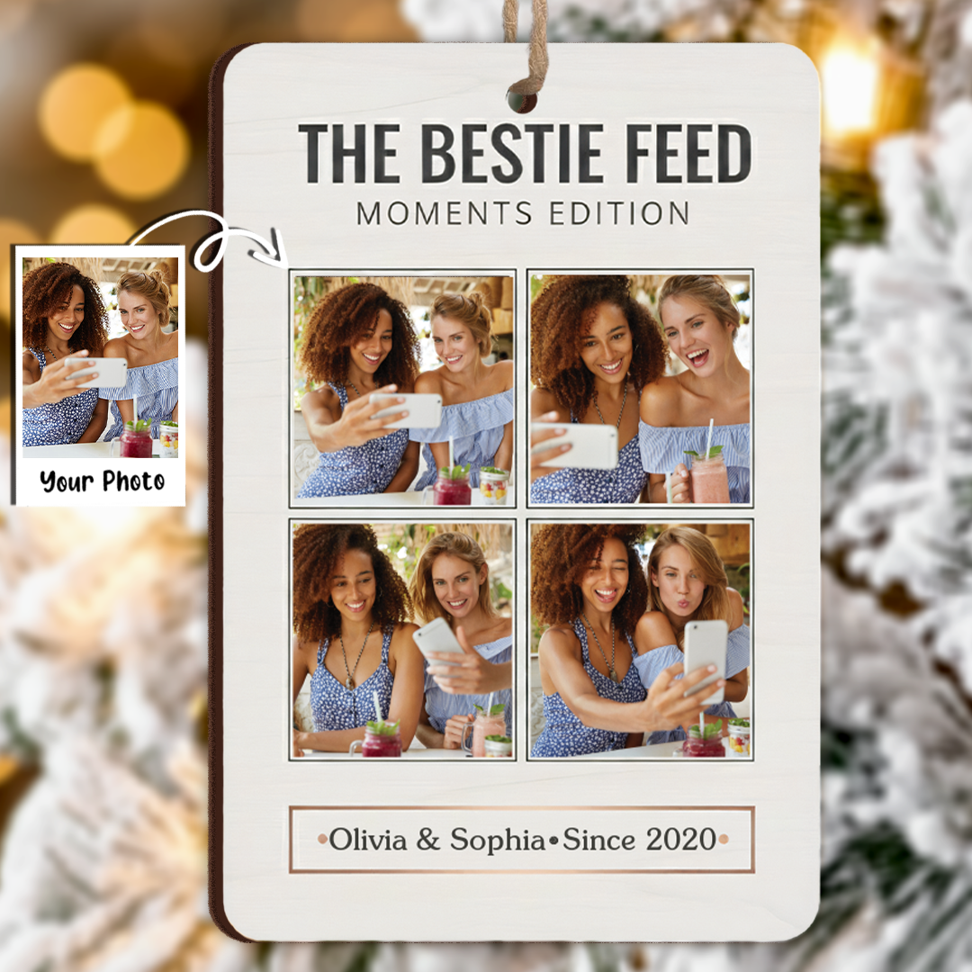 The Bestie Feed Photo Ornament - Custom Names & Year Gift