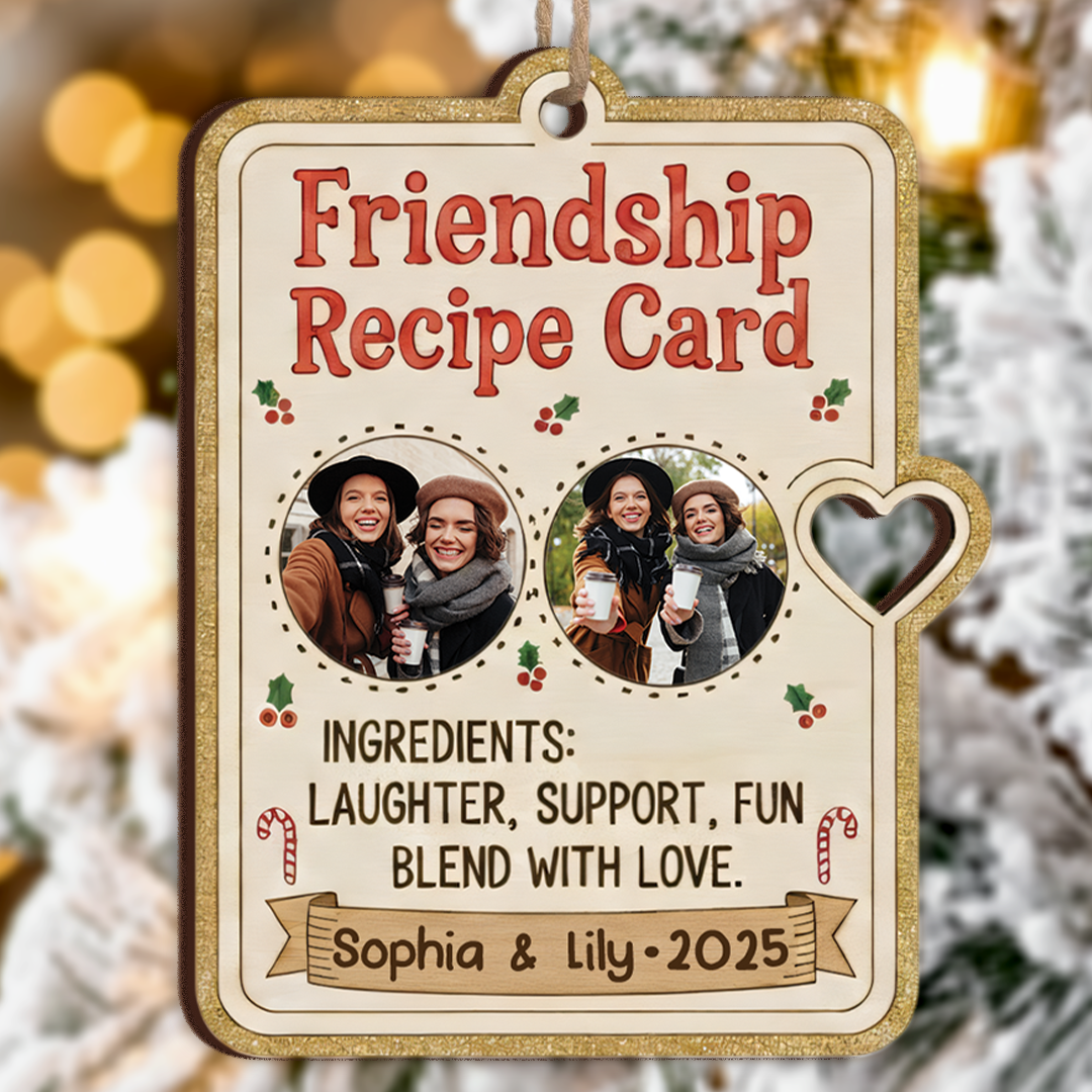 Friendship Recipe Ornament 2025 - Custom Names & Pictures Keepsake