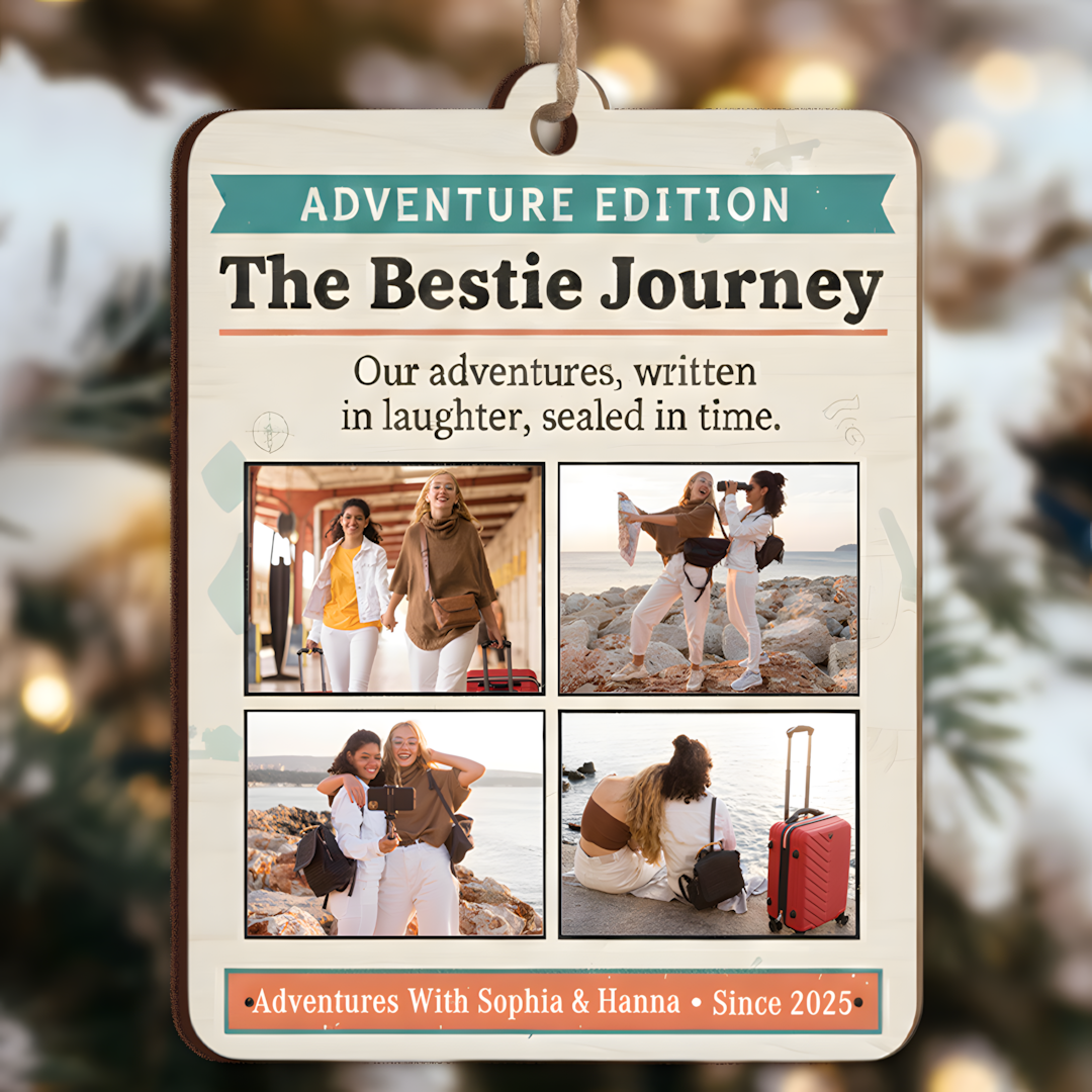 The Bestie Journey Newspaper Photo Ornament - Custom Names & Since Year Keepsake