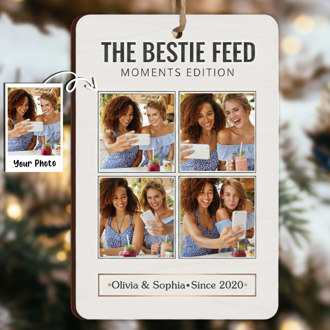 The Bestie Feed Photo Ornament - Custom Names & Year Gift