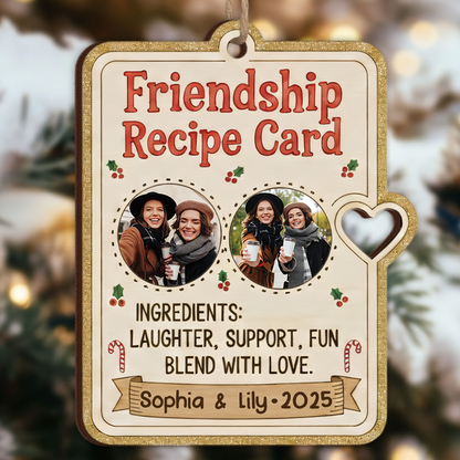 Friendship Recipe Ornament 2025 - Custom Names & Pictures Keepsake