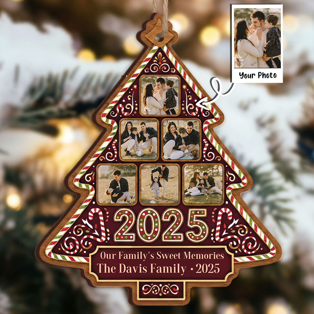 Our Family's Sweet Memories Personalized Photo Ornament - Custom Name & Year Keepsake