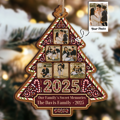 Our Family's Sweet Memories Personalized Photo Ornament - Custom Name & Year Keepsake