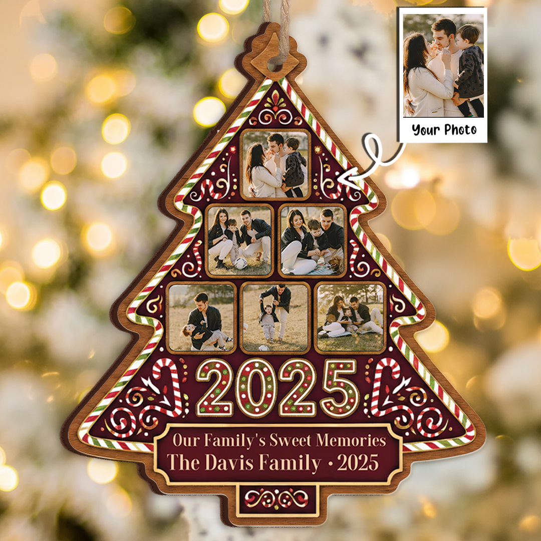 Our Family's Sweet Memories Personalized Photo Ornament - Custom Name & Year Keepsake