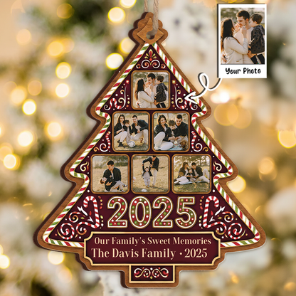 Our Family's Sweet Memories Personalized Photo Ornament - Custom Name & Year Keepsake