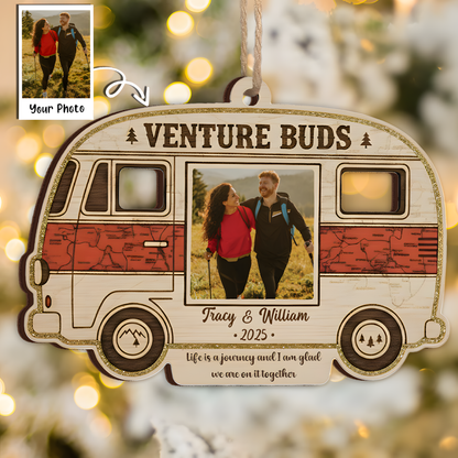 Venture Buds Personalized Ornament - Custom Couple/Friendship Photo Camper Keepsake