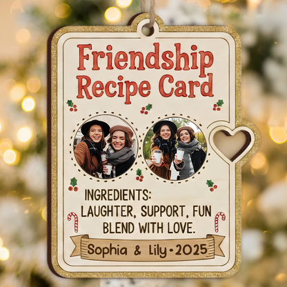 Friendship Recipe Ornament 2025 - Custom Names & Pictures Keepsake