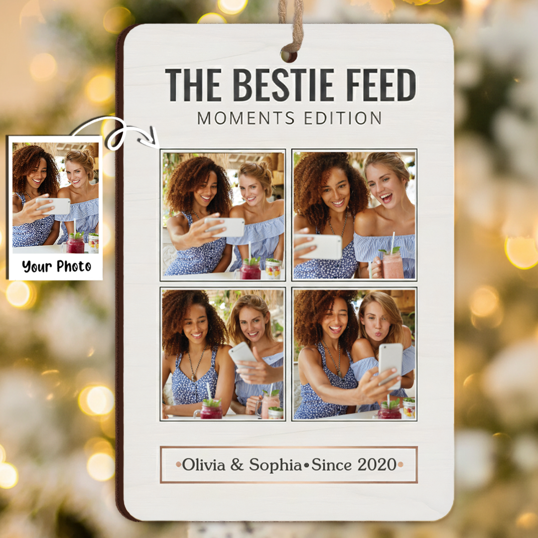The Bestie Feed Photo Ornament - Custom Names & Year Gift