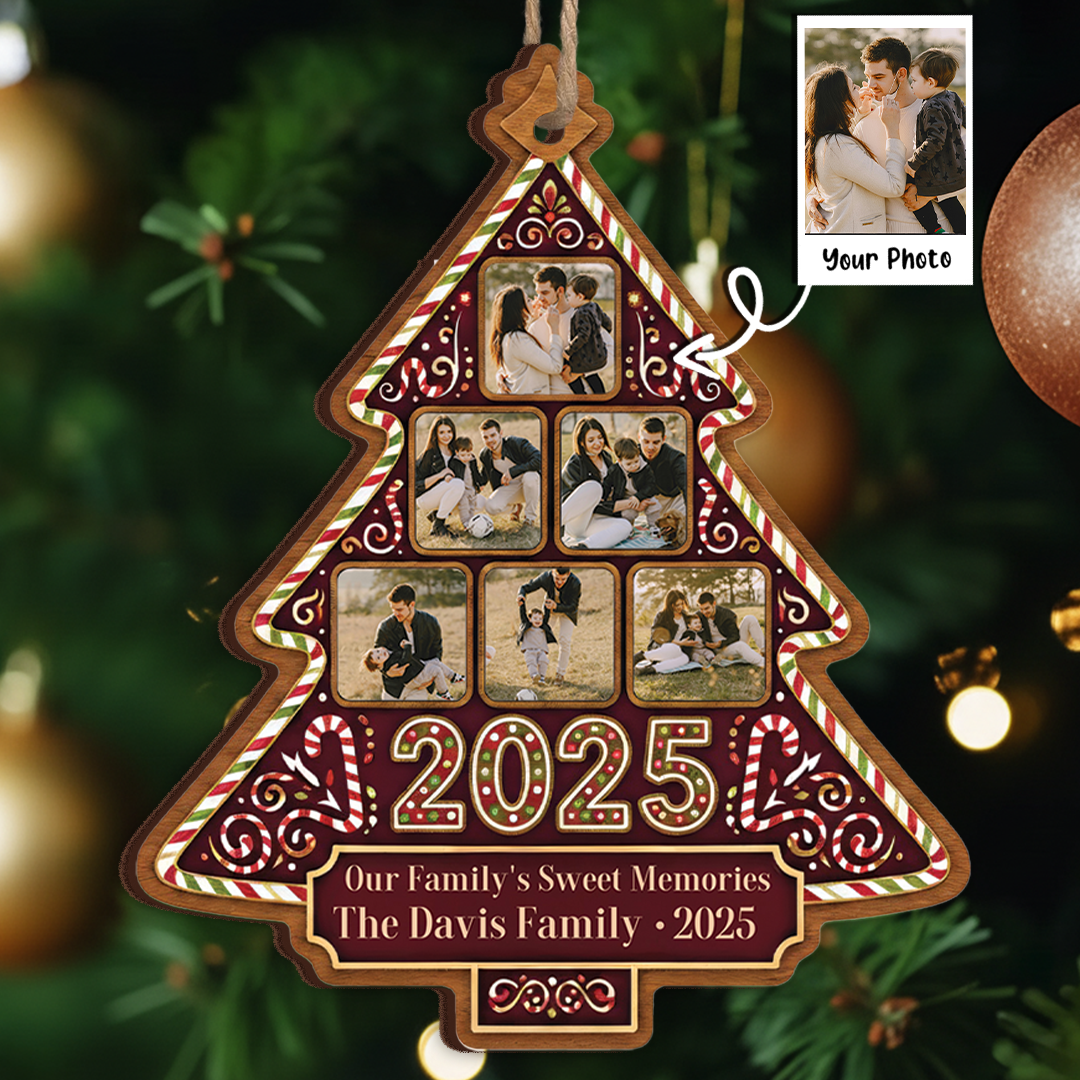 Our Family's Sweet Memories Personalized Photo Ornament - Custom Name & Year Keepsake
