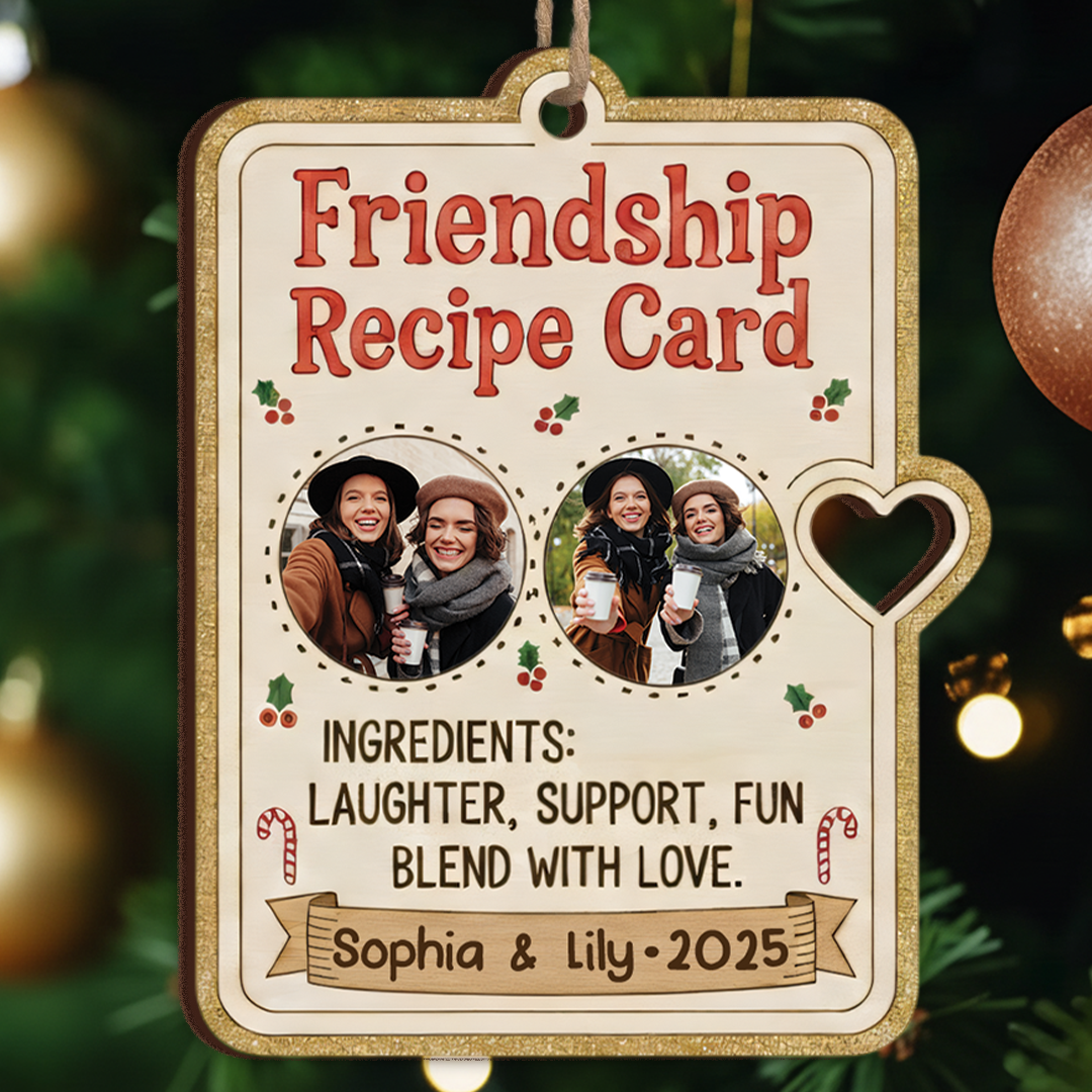 Friendship Recipe Ornament 2025 - Custom Names & Pictures Keepsake