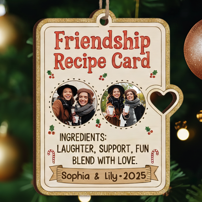 Friendship Recipe Ornament 2025 - Custom Names & Pictures Keepsake