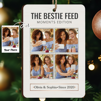 The Bestie Feed Photo Ornament - Custom Names & Year Gift