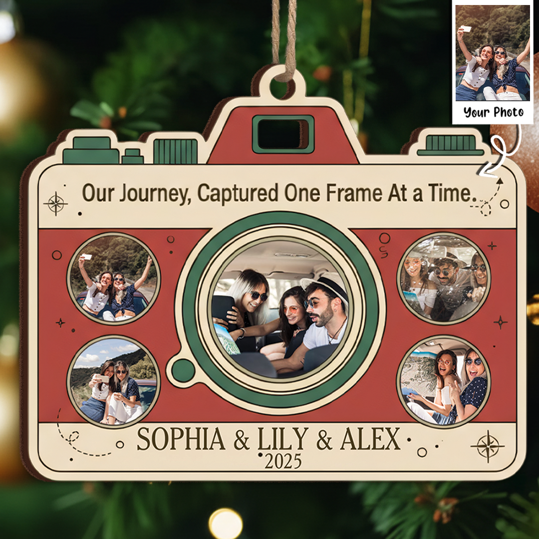 Our Journey, Captured One Frame At  A Time Custom Ornament - Vintage Camera Gift