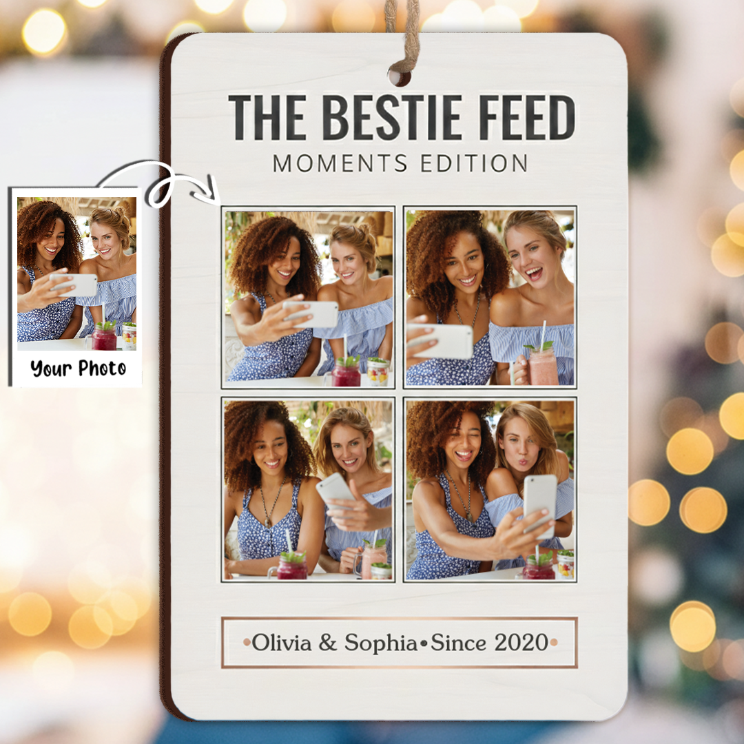 The Bestie Feed Photo Ornament - Custom Names & Year Gift