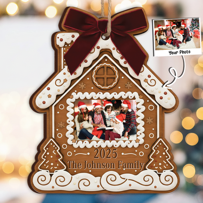 Custom Photo Gingerbread House Ornament - Personalized Family Gift 2025