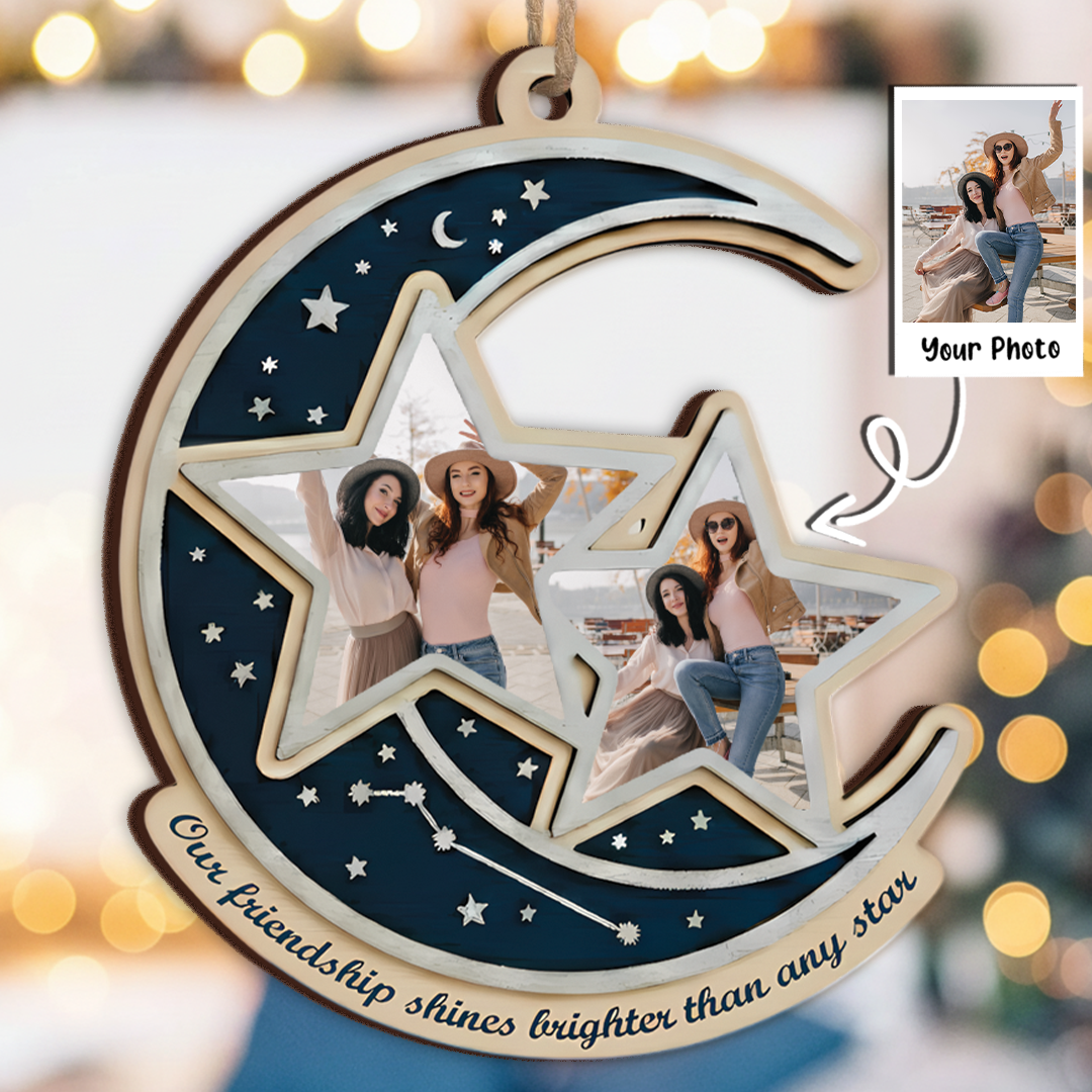 Our Friendship Shines Brighter Than Any Star Personalized Ornament - Custom Moon & Stars Keepsake