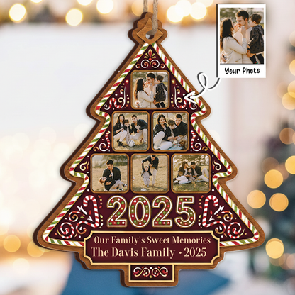 Our Family's Sweet Memories Personalized Photo Ornament - Custom Name & Year Keepsake