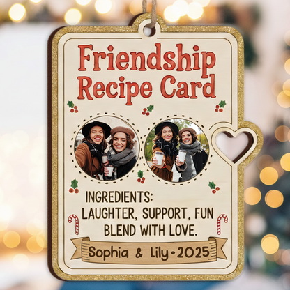 Friendship Recipe Ornament 2025 - Custom Names & Pictures Keepsake
