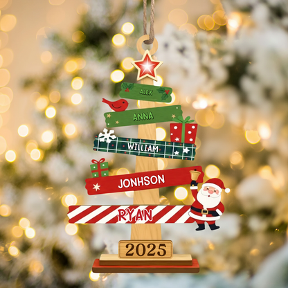 Our Family Christmas Tree, Custom Wood Ornament - Personalized Christmas Birthday Gifts For Mom, Dad, Kids