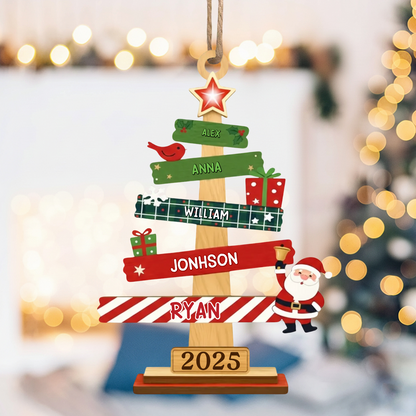 Our Family Christmas Tree, Custom Wood Ornament - Personalized Christmas Birthday Gifts For Mom, Dad, Kids