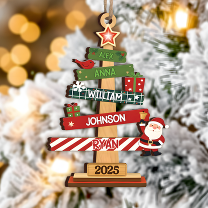 Our Family Christmas Tree, Custom Wood Ornament - Personalized Christmas Birthday Gifts For Mom, Dad, Kids