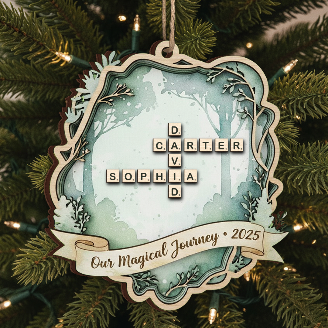 Our Magical Journey Scrabble 2025 Christmas Ornament- Personalized Wood Ornament