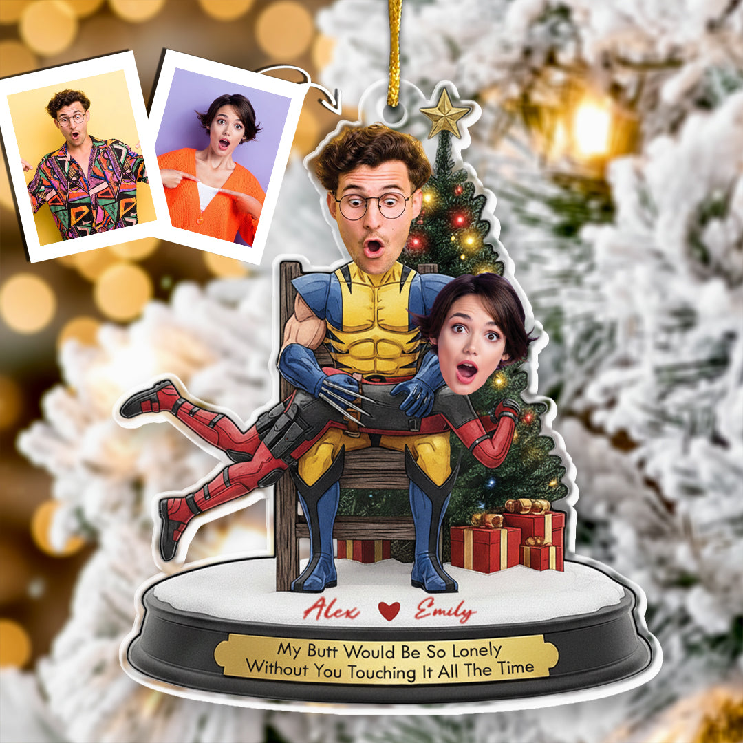 Personalized Double-Sided Acrylic Christmas Photo Ornament For Couples