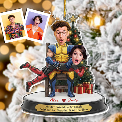 Personalized Double-Sided Acrylic Christmas Photo Ornament For Couples