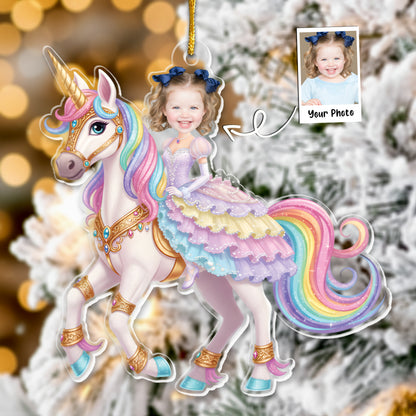 Unicorn Princess - Custom Face Ornament Gifts For Girl, Daughter - Personalized Acrylic Photo Ornament