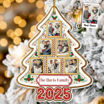 Gingerbread Style Photo Collage Ornament - Custom Year & "Awesome Squad" Keepsake