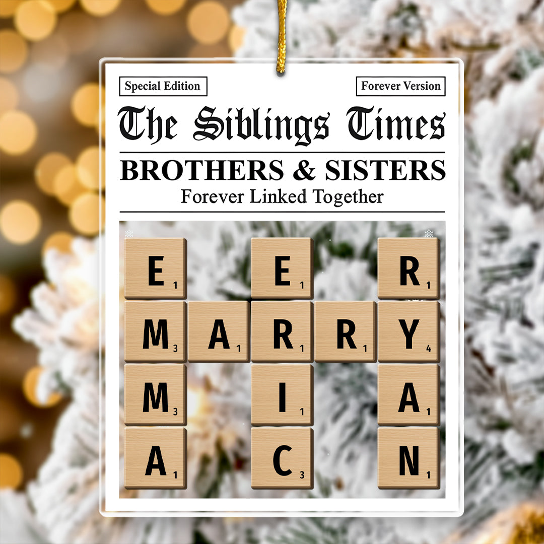 Crossword The Siblings Times - Personalized Custom Shaped Acrylic Ornament