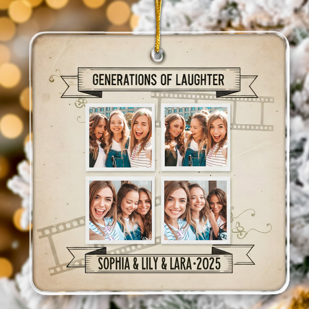 Vintage Style Photo Collage Ornament - Custom Names & Year of First Shared Memory Keepsake