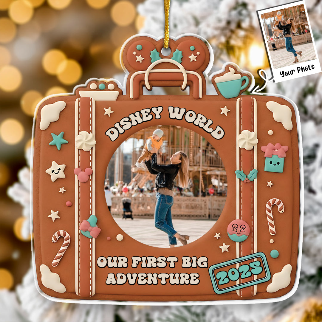 Our First Big Adventure Custom Photo Ornament - Gingerbread Gift