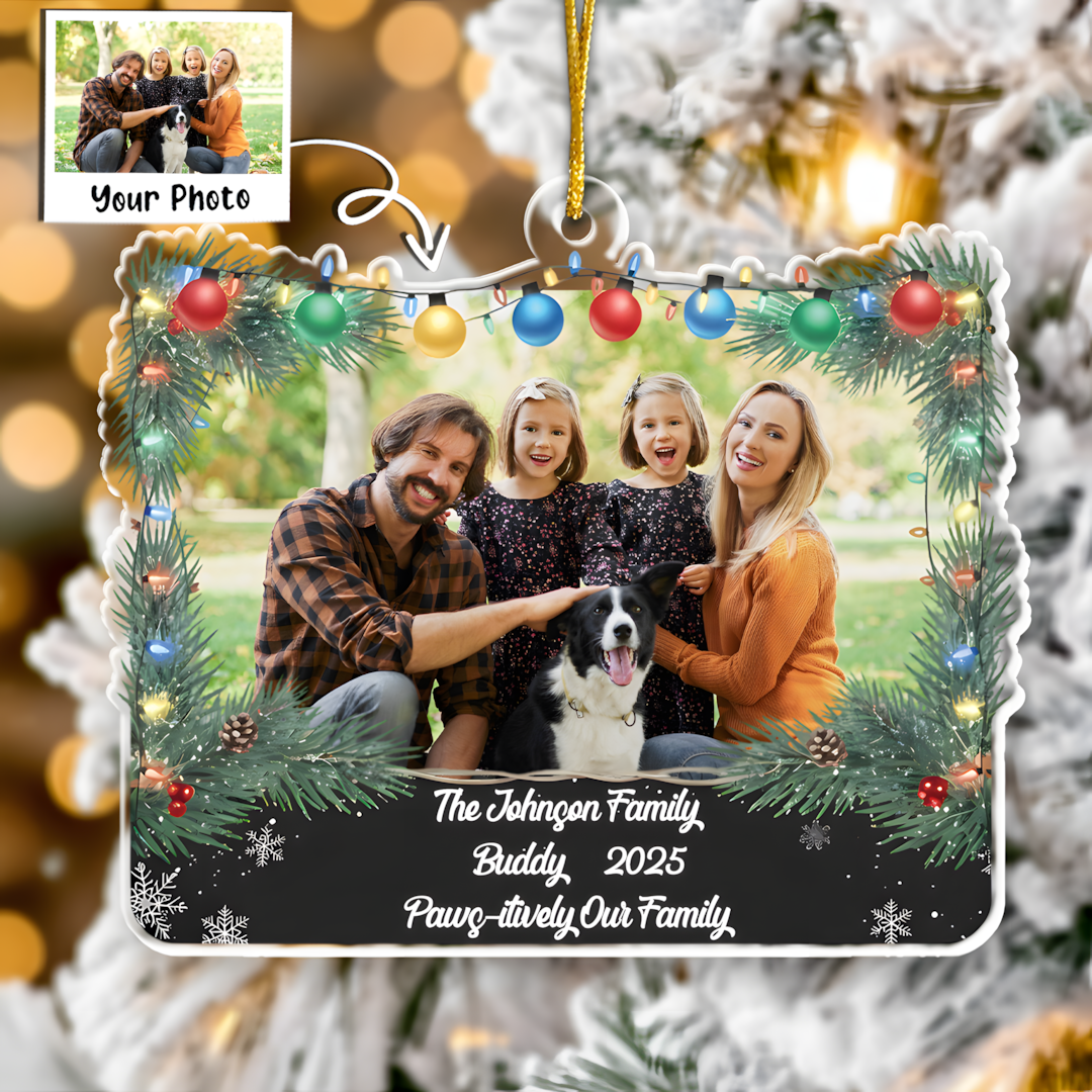Paws-itively Our Family - Personalized Dog & Family Photo Christmas Ornament