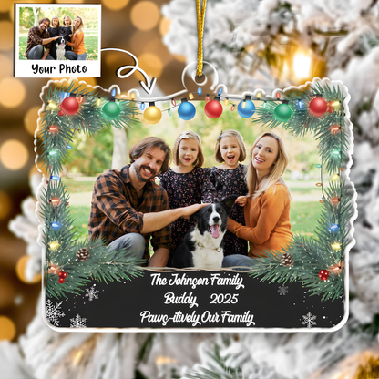 Paws-itively Our Family - Personalized Dog & Family Photo Christmas Ornament